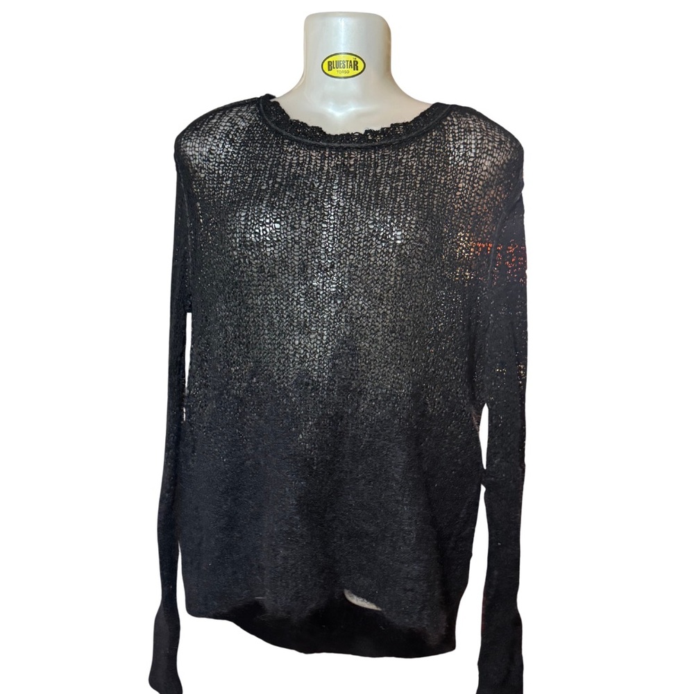 INHABIT Black Linen Mohair Ombré Sweater